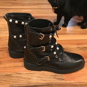 Zara Pearl Combat Boots
